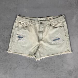 NEW Mudd Denim Shorts Mid Rise Frayed Hem Light Wash - Size: 17